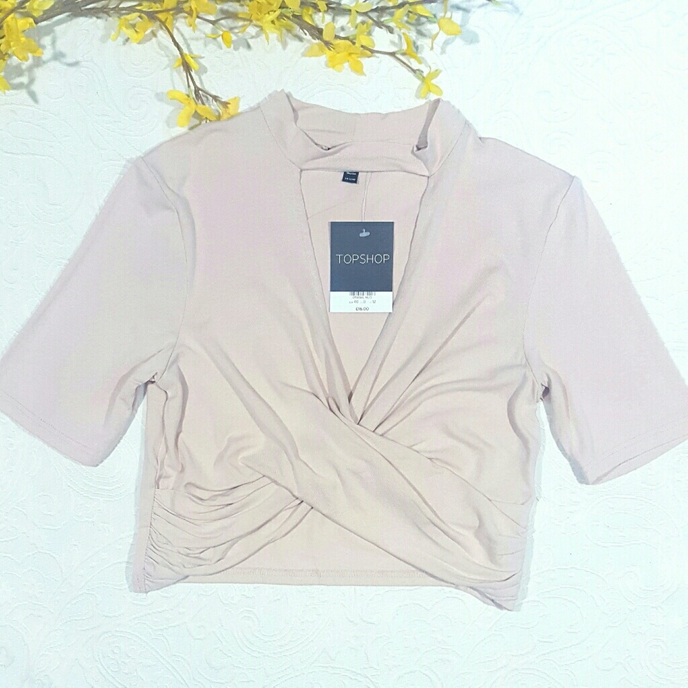 TOPSHOP • nude choker twist crop top